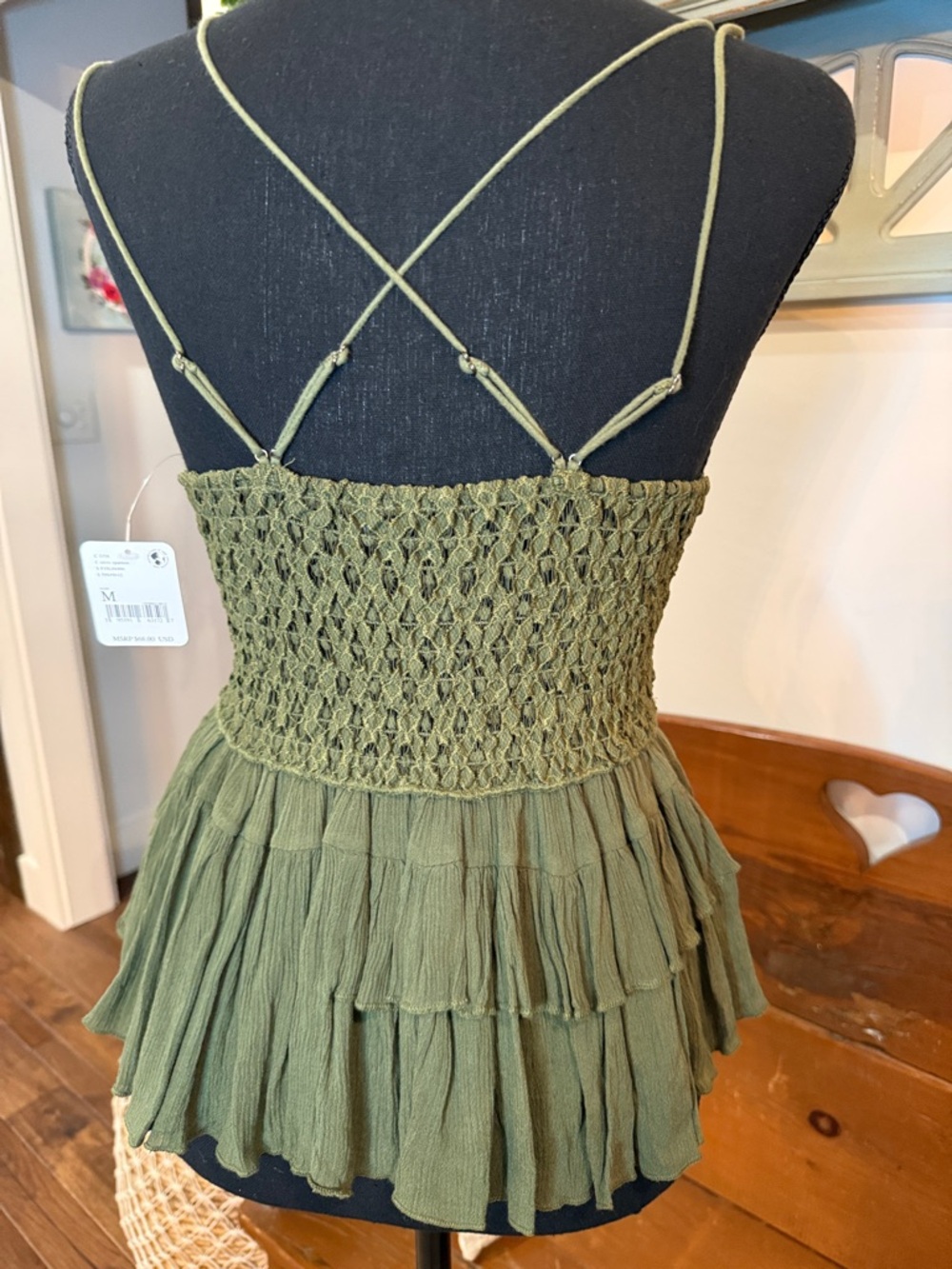 Free People Green Lace Peplum Blouse - Picture 2 of 7